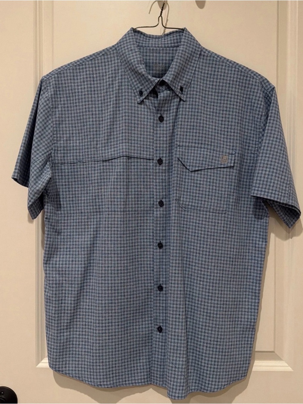Huk Men's Short-Sleeve Button-Down Shirt in Blue Check